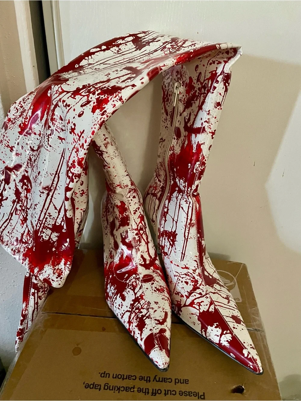 Dolls Kill Trickz N Treatz Blood Splatter platform boots size NEW